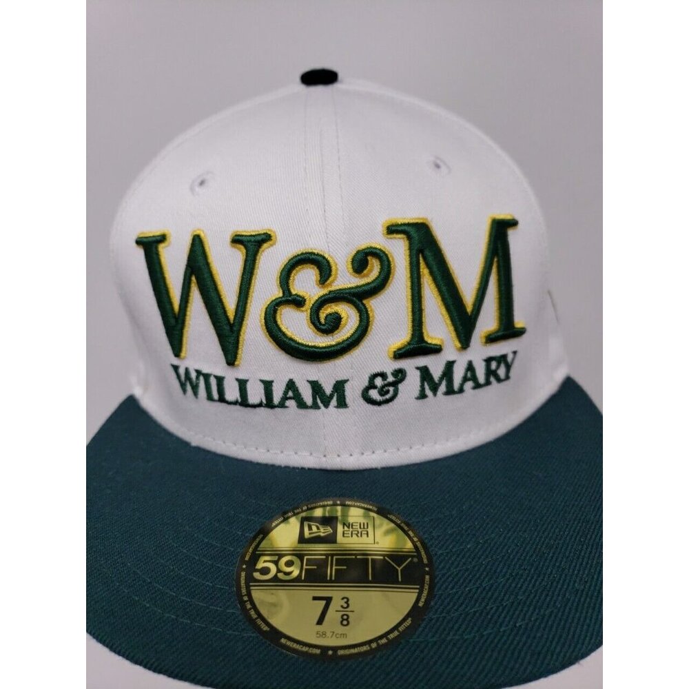 William & Mary New Era 59Fifty Fitted Hat Cap 7 3/8 Logo Green Tribe College - Picture 2 of 13
